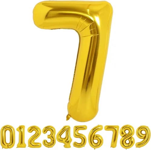 Miniatura 7 de TONIFUL Globos grandes de 50 pulgadas con números dorados del 0 al 9, globo digital grande de Mylar número 5 digital cinco para fiestas