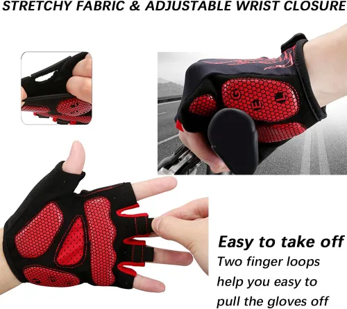 Miniatura 4 de MOREOK - Guantes para bicicleta de montaña (MTB) y ciclismo de descenso (DH), para hombres, de medio dedo, con almohadilla de gel que absorbe