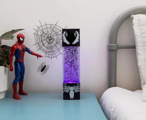 Miniatura 4 de Ukonic Marvel Spider-Man Venom - Luz de humor con purpurina Lámpara de mesa de noche con luz LED para dormitorio, escritorio, sala de estar