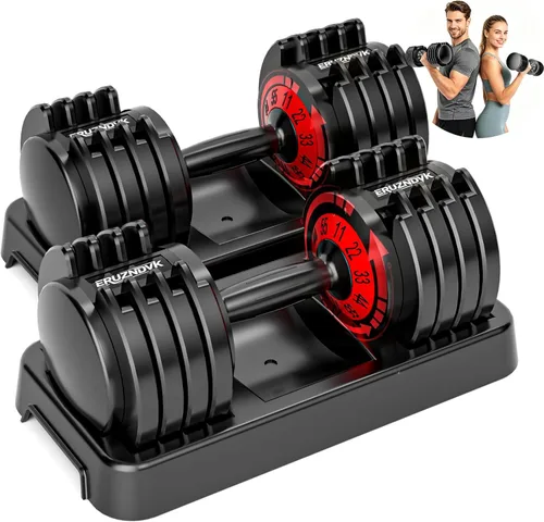Miniatura 11 de 25/55lb Pair Adjustable Dumbbell Set, Adjustable Dumbbells Set of 2, 5 in 1/10 in 1 Free Weights Dumbbells Set with Anti-Slip Texture Handle