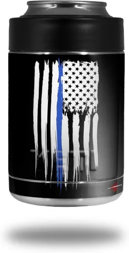Vinilo adhesivo para enfriadores de latas Yeti Colster, Ozark Trail y RTIC - Yeti Colster cepillado bandera estadounidense línea azul (enfriador no