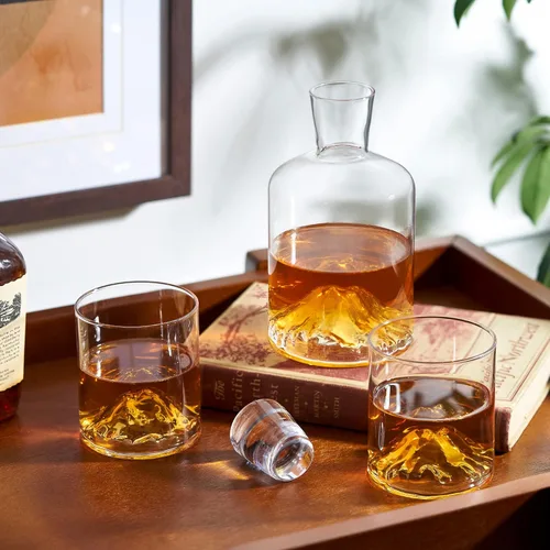 Miniatura 4 de Viski Decantador de whisky de montaña con tapón, decantador de licor soplado a mano para bourbon, whisky, licores, regalos de boda, regalos