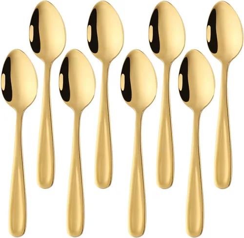 Buyer Star Demitasse - Cucharas de café espresso, 8 cucharas de café pequeñas, cucharas de té resistentes de acero inoxidable 18/10, juego de 8, 5.5