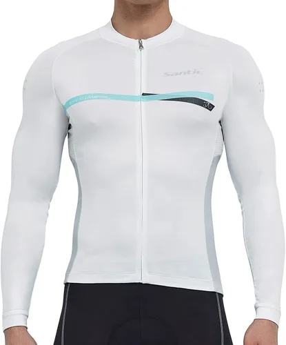 Miniatura 81 de Santic - Camiseta de ciclismo para hombre, manga larga, reflejante, cremallera completa, con bolsillos