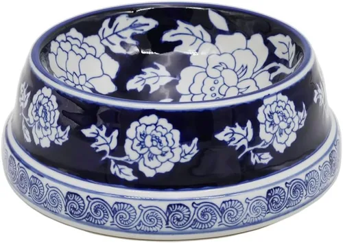 Miniatura 14 de Aimusego Plato chino de cerámica azul de 6.7 pulgadas para alimentos y agua para perros pequeños y medianos/gatos, tazón antideslizante de porcelana