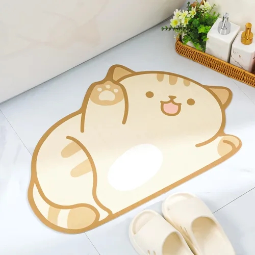 Miniatura 9 de Tapete de baño con bonitos animales, de secado rápido, antideslizante, súper absorbente, delgado, para el suelo del baño, frente a la bañera, fácil