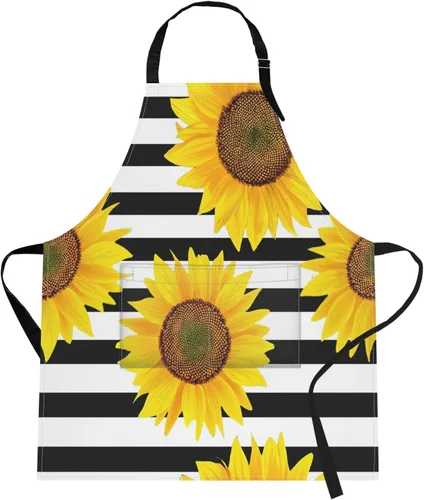 Miniatura 11 de Britimes Delantal de cocina para el hogar, cocina, horneado, jardinería, para mujeres y hombres, con bolsillos, beige, abstracto, textura