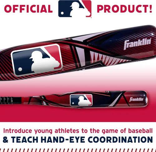 Miniatura 8 de Franklin Sports Juego de bate de béisbol de plástico para niños + pelotas – Juego de bate y pelota de juguete MLB Slammin' para niños – Bate