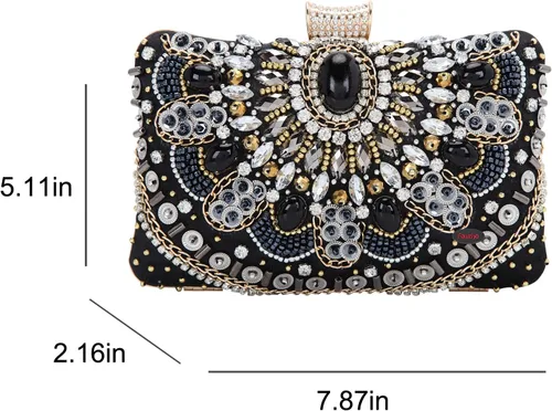 Miniatura 2 de Fawziya Evening Purse Crystal Beaded Pearl Big Clutch Bags For Women Clutches