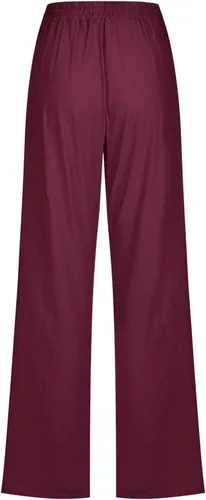 Miniatura 3 de YWEFSJ Pantalones de lino para mujer, pierna recta, elásticos, casuales, holgados, con cordón, cómodos, con bolsillos, 2023