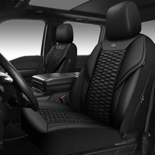 Miniatura 28 de CAR PASS Juego completo de fundas para asientos de automóvil de espuma 3D y cuero PU, lujosas fundas para asientos de cuero sintético transpirables