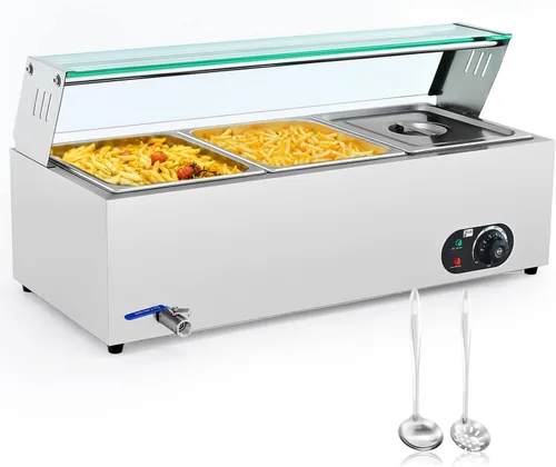 Wilprep Calentador de alimentos comercial para fiestas, hoteles, restaurantes, servidor de buffet de 1200 W y calentador, 3 bandejas de