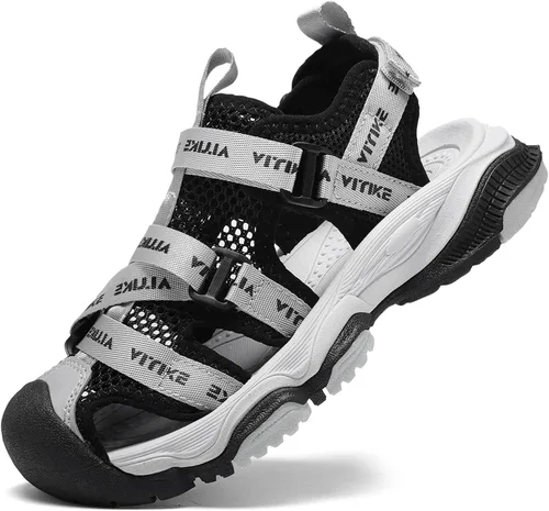Miniatura 47 de JMFCHI Sandalias deportivas de verano para niños y niñas, sandalias de punta cerrada para exteriores, zapatos atléticos para agua, sandalias
