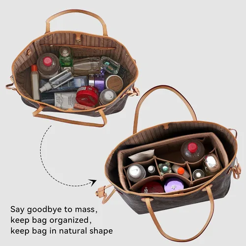 Miniatura 4 de Olunsu Purse Organizer Insert for Handbags Tote with Zipper Felt Bag Divider Keep Bag Shape Lightweight, 5 Sizes