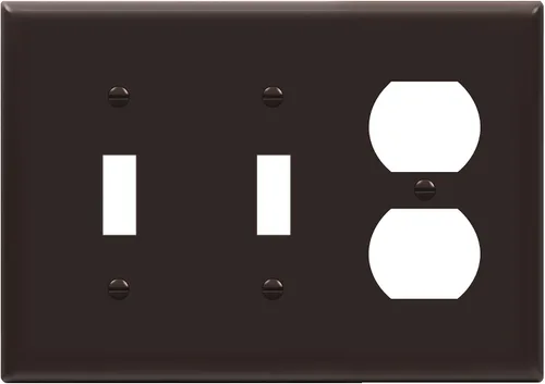 Miniatura 8 de ENERLITES Placa de pared combinada de triple banda, interruptor de palanca doble/placa de cubierta de receptáculo dúplex individual, tamaño estándar