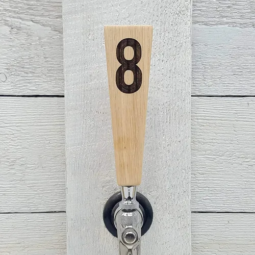 Miniatura 2 de Mango de grifo de cerveza personalizado Forma cónica de madera maciza numerada (numerada corta)