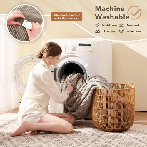 Miniatura 7 de Homemate Manta térmica eléctrica de 50 x 60 pulgadas, manta térmica de 1/2/4/6/8 horas de apagado automático, 10 niveles de calor, protección contra