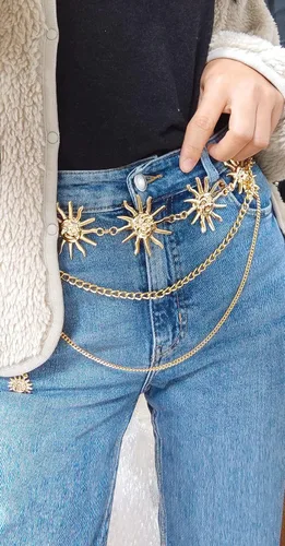 Miniatura 8 de Cinturón de cadena de metal de varias capas para mujer, estilo bohemio, para el sol, para el vientre, para la cintura