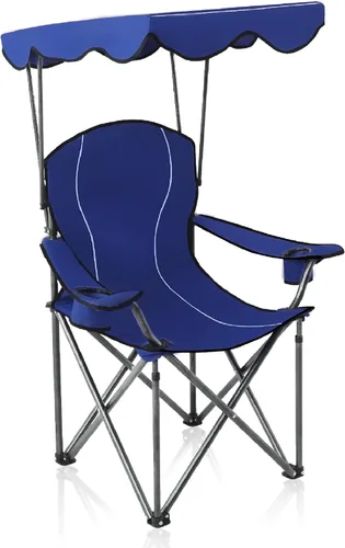 Miniatura 14 de ALPHA CAMP Silla de campamento con toldo resistente, capacidad de 350 libras, silla plegable de gran tamaño con parasol ajustable, silla portátil