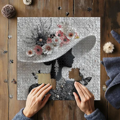 Miniatura 5 de Rompecabezas Imposibles para Adultos de 1000 Piezas, PICKFORU Rompecabezas de Musa Floral Dama Elegante, Rompecabezas de Mujer con Flores Hermosas