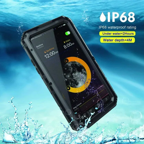 Miniatura 7 de Beasyjoy Funda de metal para iPhone Xs iPhone X/10, resistente al agua, resistente, protección de cuerpo completo, a prueba de golpes, resistente
