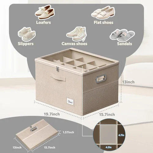 Miniatura 6 de Organizador de zapatos para armario, contenedores grandes de almacenamiento de zapatos con ventana transparente, contenedor de zapatos que ahorra