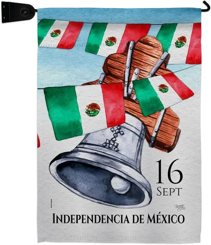 Miniatura 14 de Bandera de jardín del Día de la Independencia de México, nación regional, internacional, país, área particular, pequeña, decorativa, regalo, patio