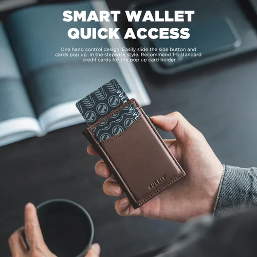 Miniatura 33 de VULKIT Billeteras delgadas para hombre, con bloqueo RFID, diseño minimalista con capacidad para hasta 11 tarjetas, Negro -, Minimalista