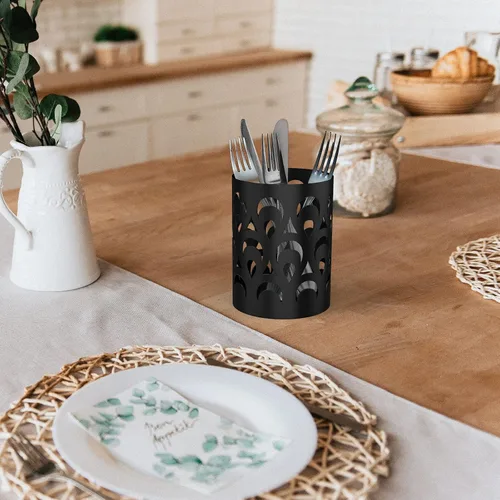 Miniatura 6 de Mango Steam Soporte de metal para bolígrafo, organizador de vasos para brochas de maquillaje para oficina, baño, tocador (negro, pavo real)