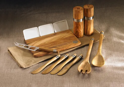 Miniatura 3 de Berard Cuchillo de queso serrado de madera de olivo de acero con hoja de acero inoxidable