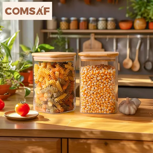 Miniatura 9 de ComSaf Juego de 6 contenedores de almacenamiento de vidrio con tapas de 1.2 QT, tarros de vidrio con tapas, tarro de alimentos transparente, juego