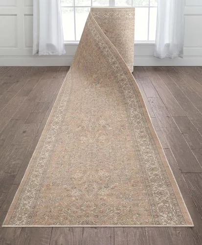Miniatura 7 de Well Woven Alfombra de Pasillo y Escalera de Tamaño Personalizado - Asha Rome Beige Crema 26 Pulgadas de Ancho x 2 Pies de Largo Alfombra