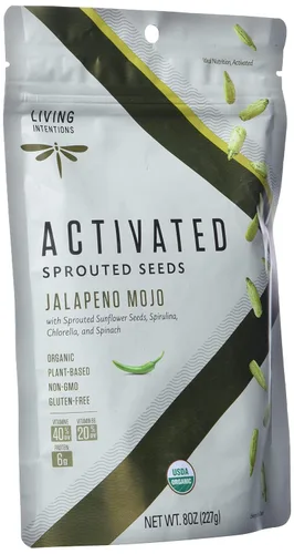 Miniatura 4 de Living Intentions Semillas de girasol germinadas orgánicas: Mojo de jalapeño - Sin OMG - Sin gluten - Vegano - Paleo - Kosher - Unidad de 8 onzas