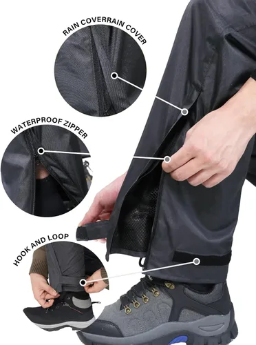 Miniatura 5 de iCreek Pantalones de lluvia para hombre, impermeables, resistentes al viento, ligeros, para senderismo, trabajo, lluvia, al aire libre, para golf