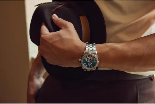 Miniatura 6 de Bulova Marc Anthony Reloj automático de acero inoxidable con estrella marina para hombre, apertura abierta, parte trasera de caja de exposición