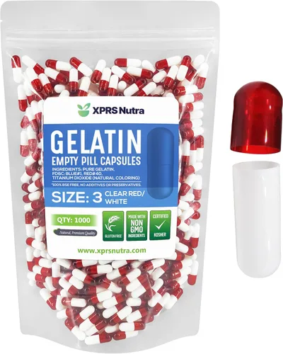 XPRS Nutra Cápsulas vacías de tamaño 3 – 1000 cápsulas vacías de gelatina – Pastillas de relleno de cápsulas de bricolaje – Cápsulas de gel de Rojo