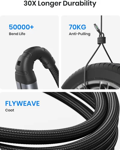 Miniatura 9 de INIU Cable USB C a USB C, cable de carga rápida tipo C de 240 W, cable de carga trenzado USBC para iPhone 17, 16 Pro Max, Samsung S26 S25, Negro