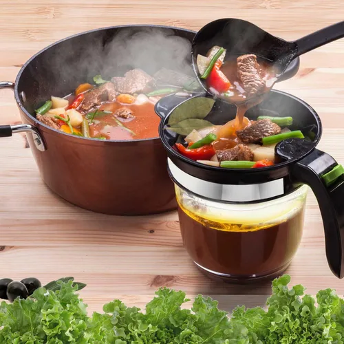 Miniatura 2 de Separador de grasa con liberación inferior, separador de salsa de 4 tazas para cocinar con filtro de aceite, separador de grasa para utensilios