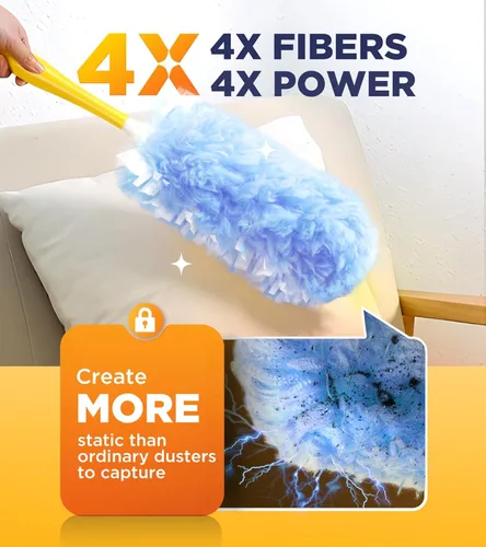 Miniatura 3 de Recargas de plumero resistentes para Swiffer Duster, 20 unidades de recargas de plumero con 1 asa, plumeros multisuperficie de 360° con 4