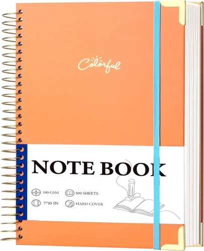 Miniatura 13 de Yoment Cuaderno de espiral B5 con bolsillos para carpeta, 200 páginas de tapa dura, diario de rayas universitarias, papel grueso de 3.53 oz/m²