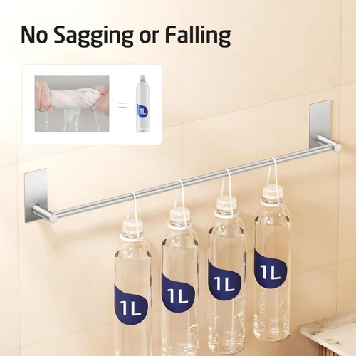Miniatura 2 de KES Toallero de baño autoadhesivo de 24 pulgadas, no requiere taladro, para colgar toallas de baño, soporte para toallas de baño, acero inoxidable