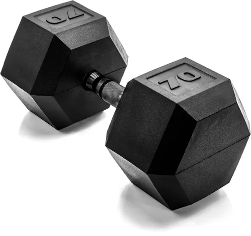 Miniatura 93 de CAP Barbell Peso de la mancuerna hexagonal recubierta, individual, 10-120 libras, múltiples opciones