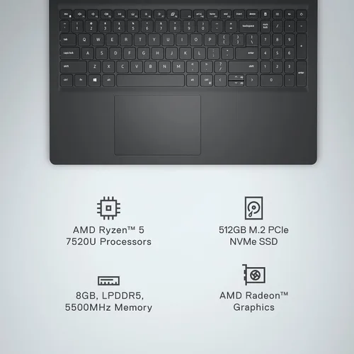 Miniatura 3 de Dell Laptop Inspiron 15 3535, pantalla FHD de 15.6 pulgadas (1920 x 1080), procesador AMD Ryzen 5 7520U, memoria RAM DDR4 de 8 GB, SSD de 512 GB