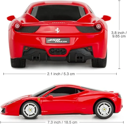 Miniatura 4 de RASTAR Coche de control remoto Ferrari, escala 1/24 Ferrari 458 Italia, coche de juguete Ferrari rojo