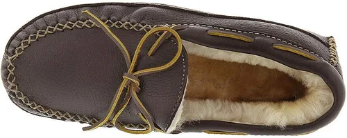 Miniatura 2 de Minnetonka Pantuflas de alce de oveja para hombre, Marrón