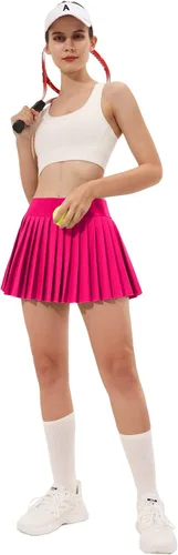 Miniatura 2 de Husnainna Falda de tenis plisada para mujer, pantalones cortos integrados de cintura alta, faldas atléticas con bolsillos, estilo casual