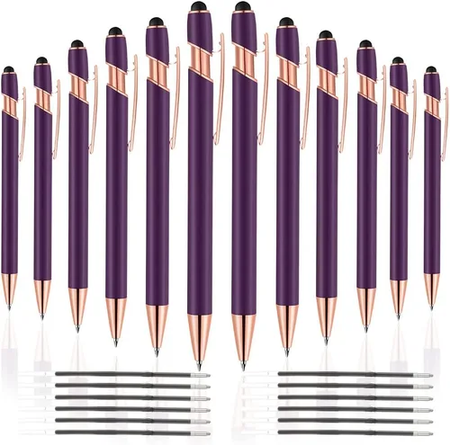 Miniatura 14 de 12 PCS Bolígrafos 2 en 1 con Punta Stylus, Bolígrafo de Metal con Tinta Negra de 1.0 mm, Stylus para Pantallas Táctiles (Oro Rosa y Azul Claro)