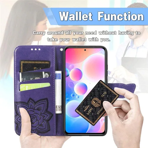 Miniatura 5 de Compatible con Xiaomi Redmi Note 10 Pro Funda con purpurina con tarjetero y soporte de cuero Flip Wallet Diamond Butterfly Funda protectora a prueba