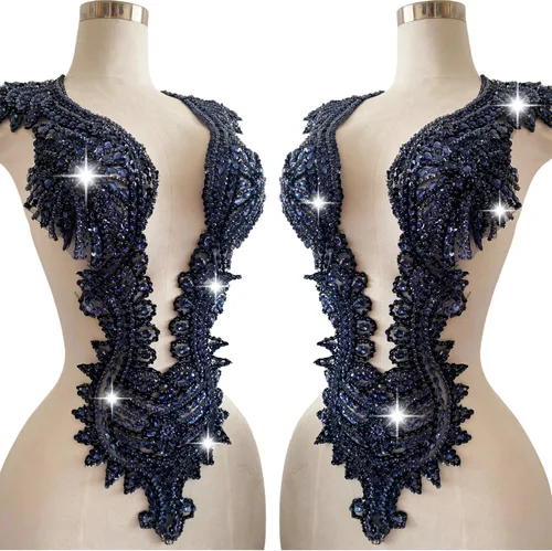 Miniatura 10 de Apliques hechos a mano de cristal sobre encaje, cuentas de diamantes de imitación para coser, parches de lentejuelas, accesorios de decoración