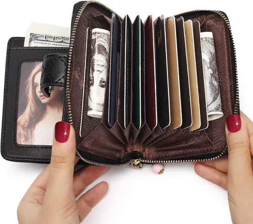 Miniatura 2 de FOXER - Cartera de piel para mujer (tamaño pequeño), diseño de cartera, negro 5), 43230-62763